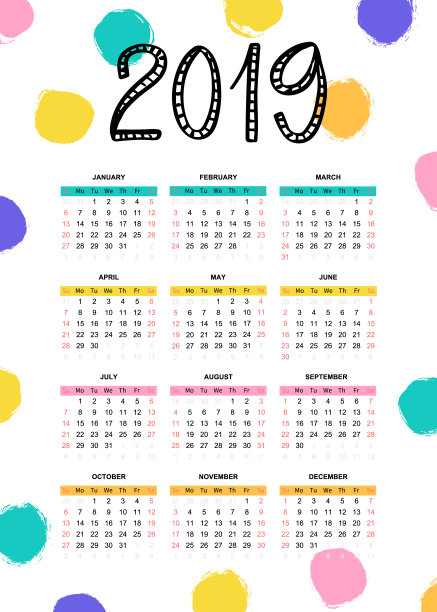 矢量日历2019与亮点图片下载