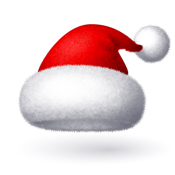现实的圣诞老人帽孤立在白色的背景图片下载