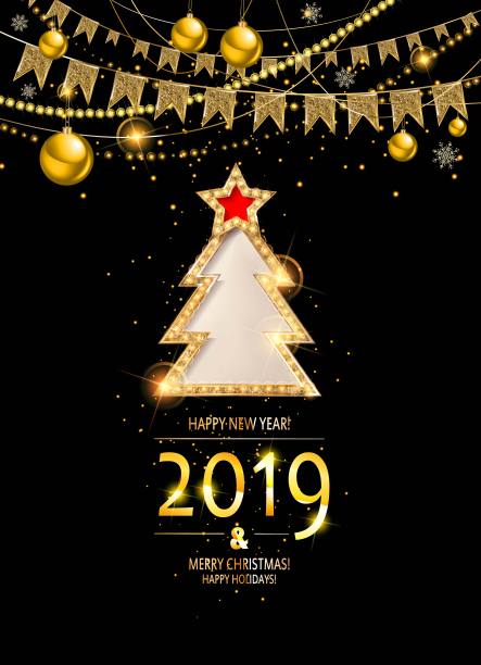 优雅的金色圣诞贺卡图片下载