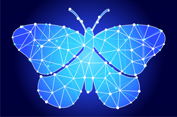 蝴蝶蓝色三角形节点向量模式图片下载