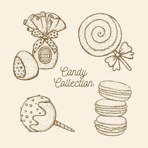 糖果。用图形风格手绘的。矢量插图上的白色背景图片下载