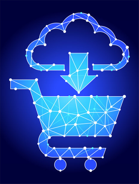 购物车云计算蓝三角节点矢量模式图片下载