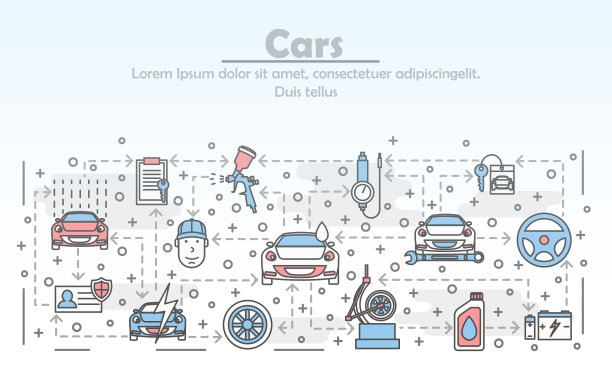 矢量细线艺术车服务海报横幅模板图片下载