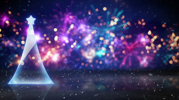 圣诞树和烟花图片下载