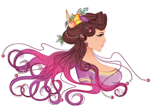 女孩与水果的发型图片下载