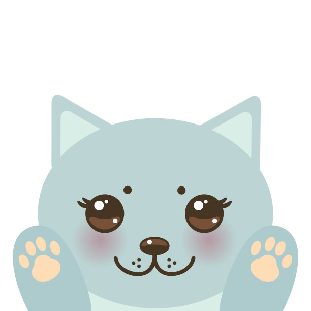 可爱蓝猫卡通头像矢量素材图片下载