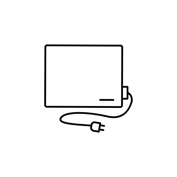 矢量图的陶瓷面板加热器。电壁挂式加热器与波浪印刷图片。孤立在白色背景上。图片下载