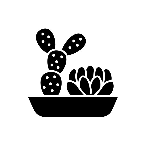 矢量插图的仙人掌花园。花盆中2个沙漠多肉植物的平面图标。白色背景上的孤立物体。家居装饰元素。图片下载