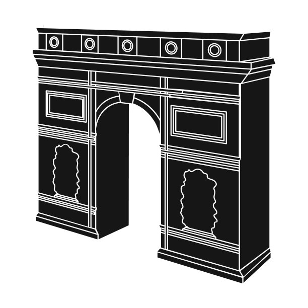 巴黎的凯旋门。拱形建筑单图标黑色风格矢量符号股票插图web。图片下载