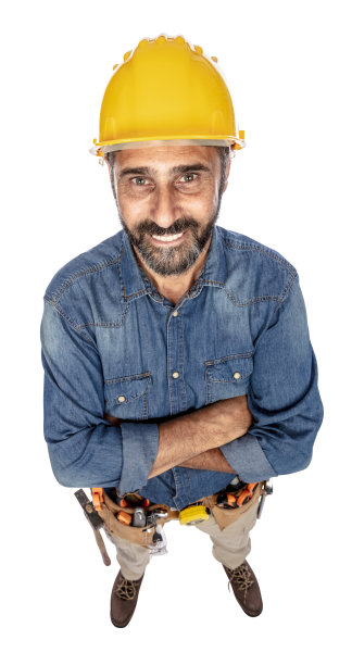 白色背景下的修理工图片下载