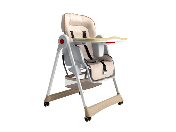 现代婴儿椅喂养3d渲染图像，广告上的白色没有阴影图片下载