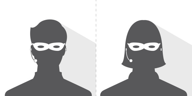 头像头像剪影与呼叫中心小偷面具男女图片图片下载