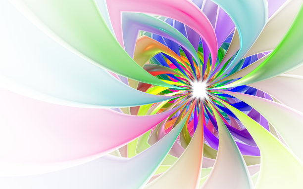 螺旋花瓣烟花计算机生成的图像。彩带花的抽象分形。图片下载