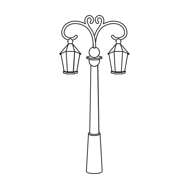 复古风格的街灯路灯单图标在轮廓风格矢量符号股票插图web。图片下载