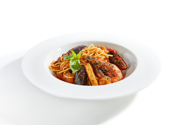 意大利面与海鲜近距离隔离图片下载