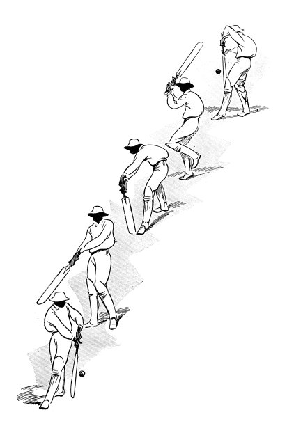 古董雕刻插图：板球运动员图片下载
