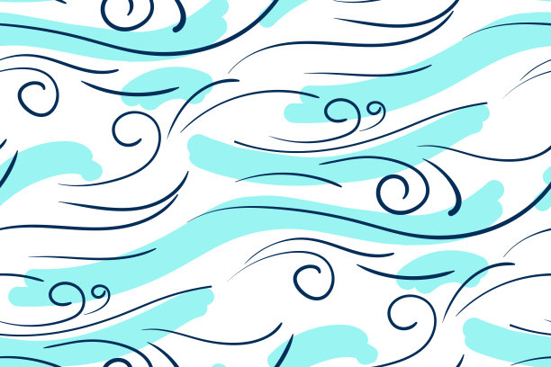 无缝模式海洋和蓝鲸。在白色的背景上。图片下载