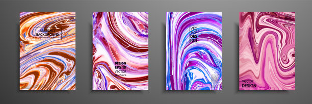 一组通用向量卡片。液体大理石纹理。彩色设计的邀请，海报，宣传册，海报，横幅，传单。艺术的封面设计。创意流体颜色背景图片下载