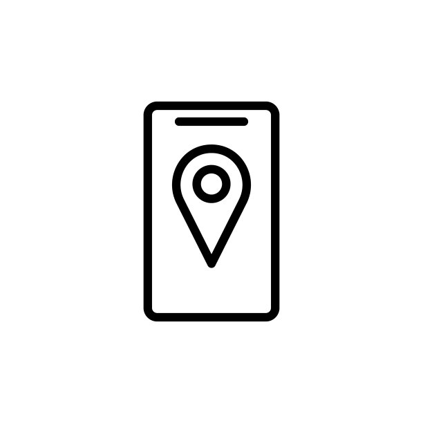 Pin在智能手机屏幕图标上。移动概念和web应用的导航元素。细线针上的智能手机屏幕图标，可以用于网页和手机图片下载