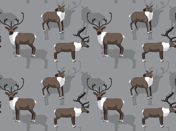 驯鹿卡通背景无缝墙纸素材图片