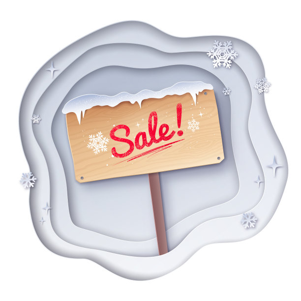 剪纸风格插图的销售招牌图片下载