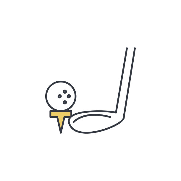 带有球图标的高尔夫球杆。移动概念和web应用的一个颜色的web图标元素。细线高尔夫球杆与球图标，可用于网络和移动。溢价图标图片下载