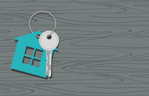 钥匙以房子为象征，钥匙以木制为背景图片下载