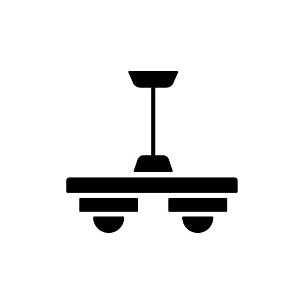 矢量插画的现代天花板灯。2灯吊灯的平面图标。家庭和办公室照明。孤立在白色背景上。图片下载