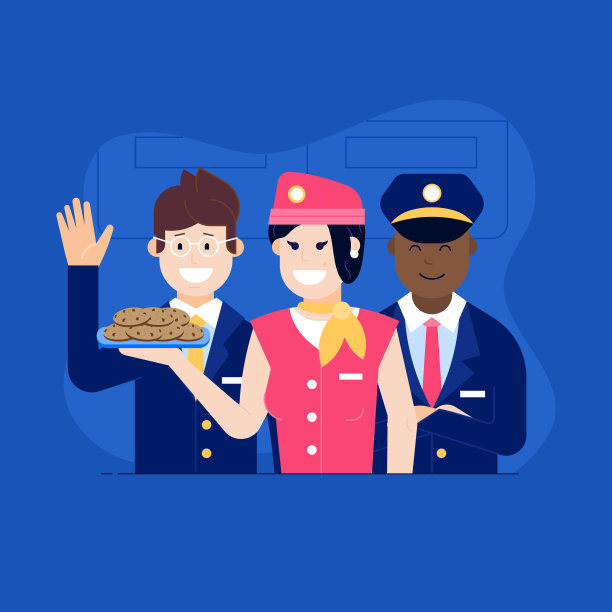 机组人员和空姐提供食物图片下载