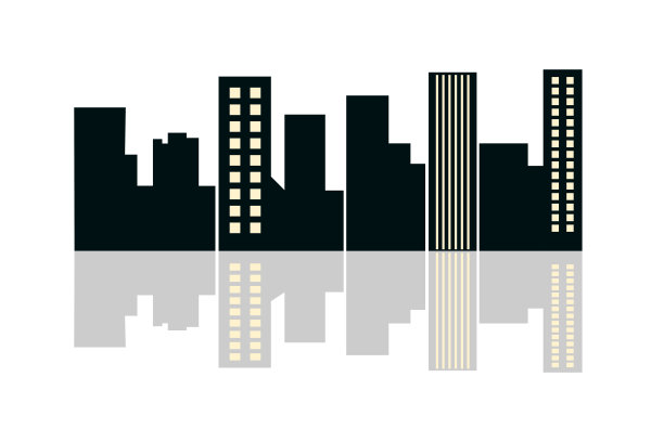 现代城市的轮廓线。白色背景上的黑色建筑。矢量插图。图片下载