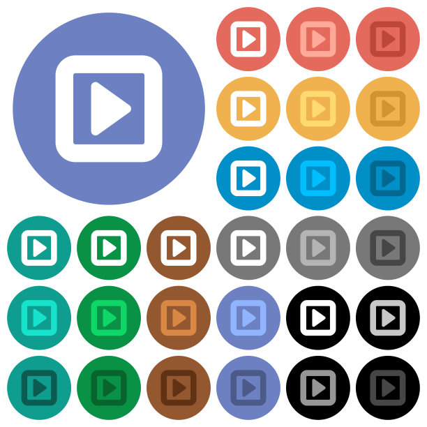 切换右圆形平面多色图标图片下载