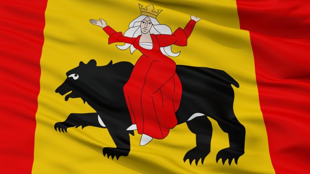 Tomaszow Mazowiecki城市旗，波兰，特写图片下载