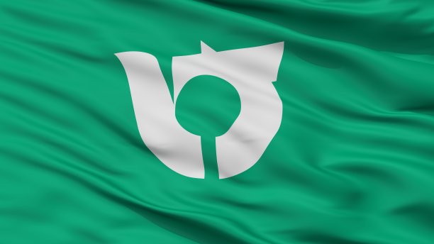 Shijonawate市旗，日本，大阪府，近景图片下载