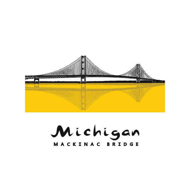 麦基诺桥-密西根州的现代建筑。图片下载