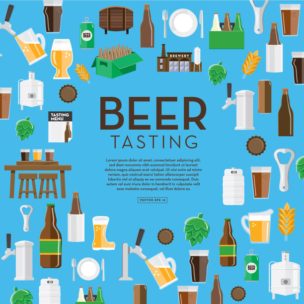 精酿啤酒厂图标背景设计模板，带占位符文本图片下载