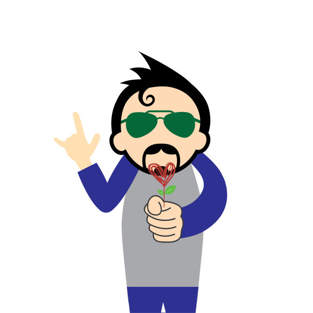 穿着红心花的潮男图片下载