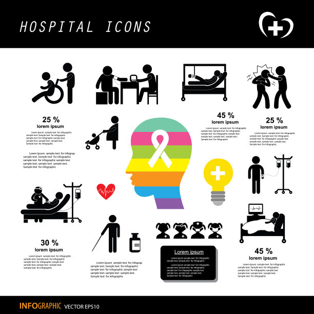 医生和医院图标设置图片下载