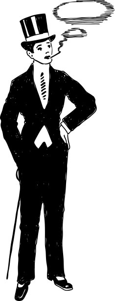 一个穿着复古服装的人的剪影图片下载