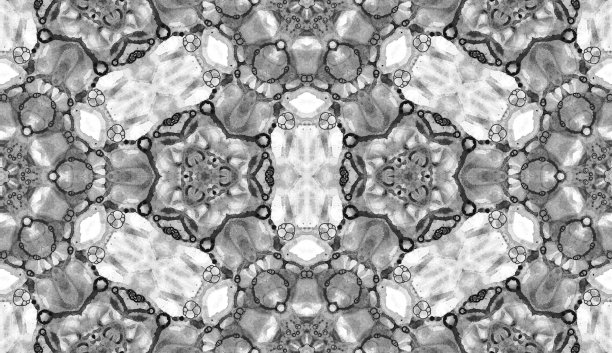 黑白无缝图案。惊人的精致肥皂泡。花边手绘纺织品装饰素材图片