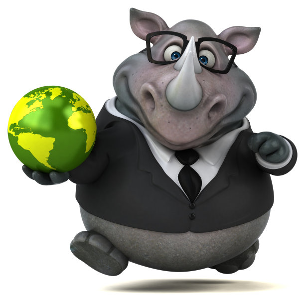 有趣的犀牛- 3D插图图片下载