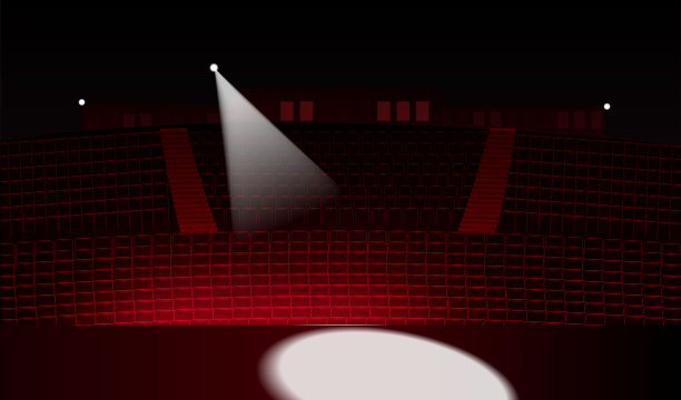 音乐厅，一排排电影院或剧院的红色座位的舞台视图图片下载