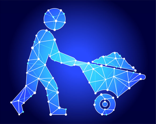 挖掘蓝色三角形节点向量模式的简笔图图片下载