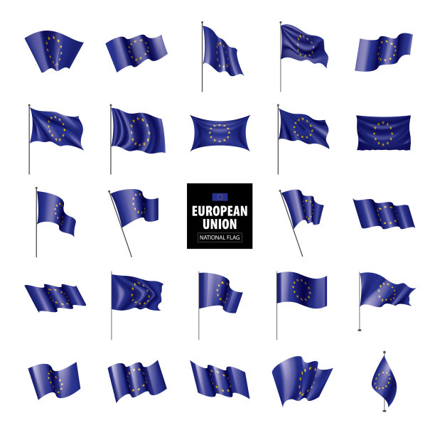 欧盟旗帜，白色背景矢量插图图片下载