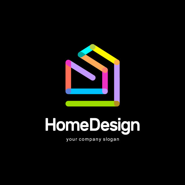 抽象的房子向量模板。五彩缤纷的迹象。图片下载