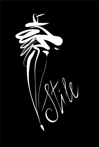 时装模特素描手绘，程式化的轮廓孤立。图片下载