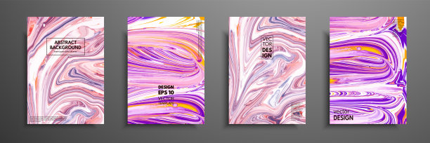 手绘卡片收集由丙烯酸自制纹理。液体彩色纹理。流体艺术。抽象画模板。设计横幅，海报，封面，邀请，海报，小册子，传单图片下载