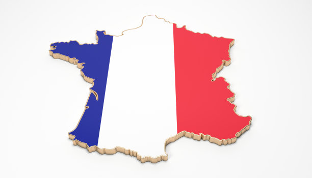 3d法国地图孤立的白色背景图片下载
