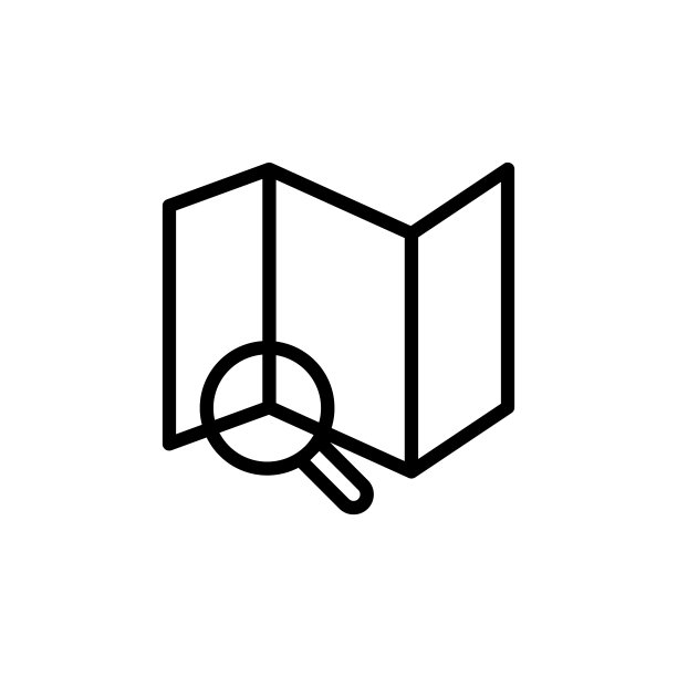 放大地图图标上的放大镜。移动概念和web应用的导航元素。细线放大镜上的扩展地图图标可以用于网络和移动图片下载