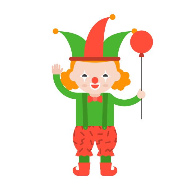 小丑或小丑气球，可爱的性格，平面设计专业概念图片下载