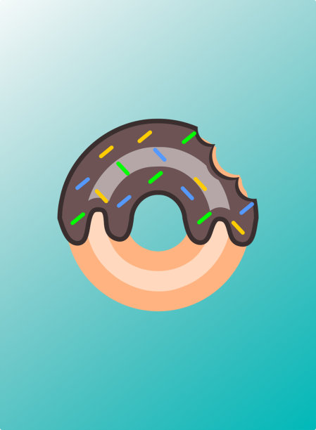 甜甜圈与嘴咬孤立在绿色背景。矢量插图在平面风格图片下载
